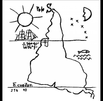 El mapa invertido de Joaquín Torres García, en 1943, ideado para promover Sudamérica como región cultural