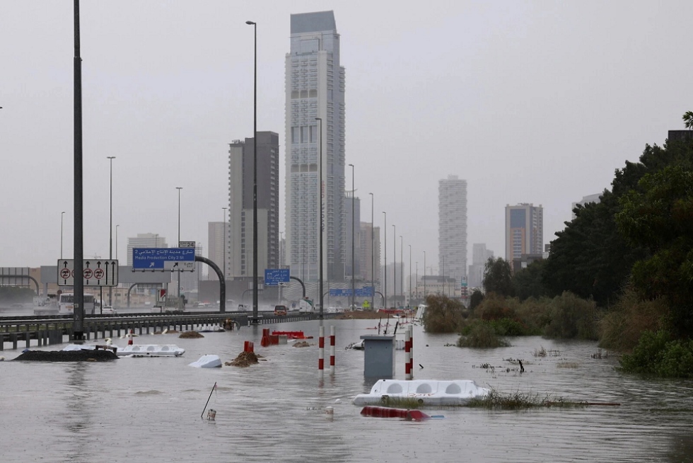 Vista general de las inundaciones provocadas por las fuertes lluvias en Dubai, Emiratos Árabes Unidos, 9 de marzo de 2024.