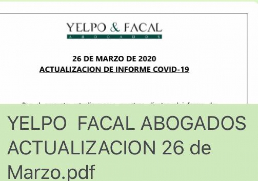 Actualización: informe de situación Covid-19 del estudio YELPO &amp; FACAL ABOGADOS
