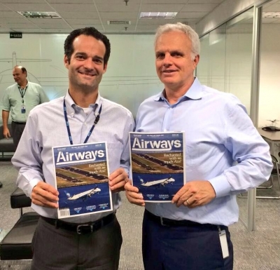 Antonoaldo Neves, presidente de Azul Líneas Aéreas y David Neeleman, fundador y propietario.
