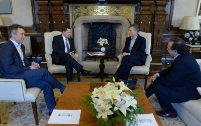 Fernando de Andreis, Carlos Vogeler, Mauricio Macri, Gustavo Santos. 