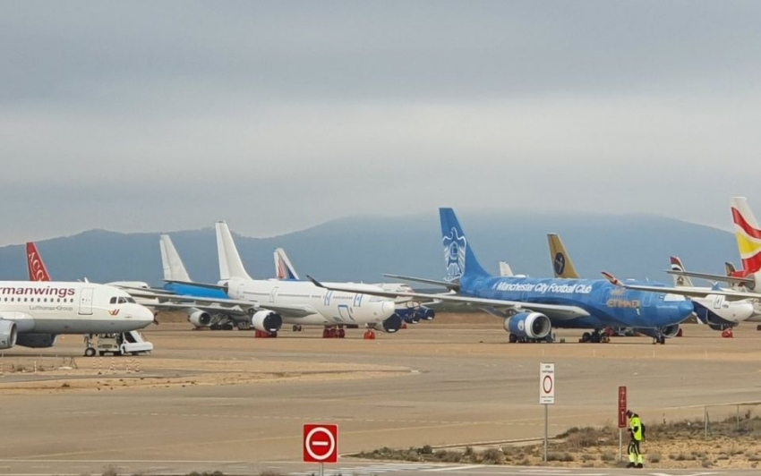 El aeropuerto de Teruel se transforma en el mayor estacionamiento de aviones de Europa