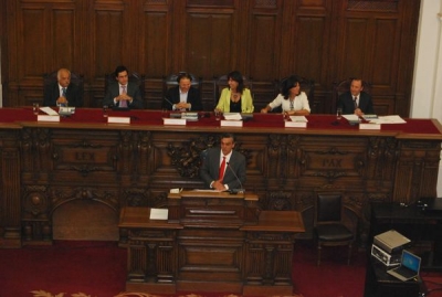 Ministro de Economía, Fomento y Turismo Pablo Longueira, abriendo el acto