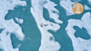 Personas en terreno helado en el Ártico.