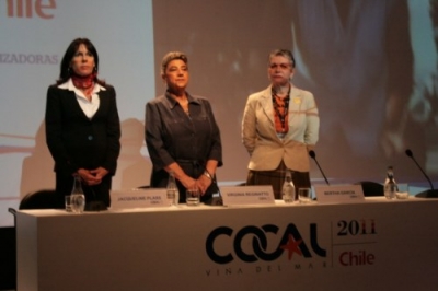 Jacqueline Plass, subsecretaria de Turismo,  Virginia Reginatto, Alcaldesa de Viña del Mar y  Bertha García presidenta de la Confederación de Entidades Organizadoras de Congresos y Afines de América Latina y el Caribe