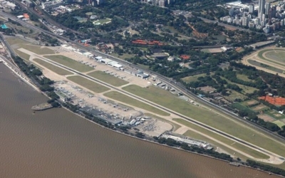 Vista a&eacute;rea del actual Aeroparque Jorge Newbery.