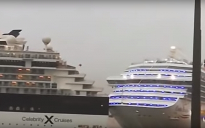 Colisi&oacute;n de barcos de crucero en La Spezia por fuertes vientos