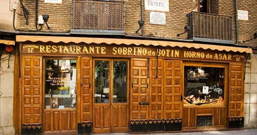 Fachada del restaurante Bot&iacute;n de Madrid, el m&aacute;s antiguo del mundo.