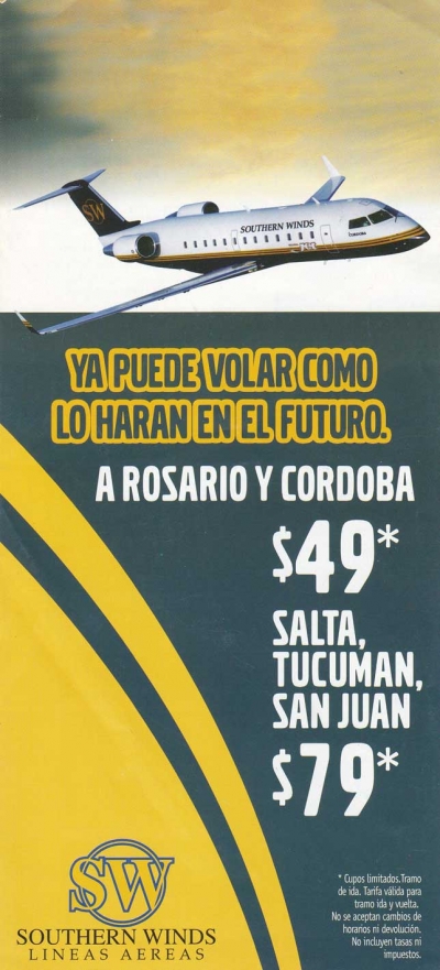 Folleto promocional de Southern Winds (imagen: colecci&oacute;n Pablo Luciano Potenze).