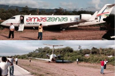 Bombardier de Amaszonas se despist&oacute; en Aeropuerto de Tarija