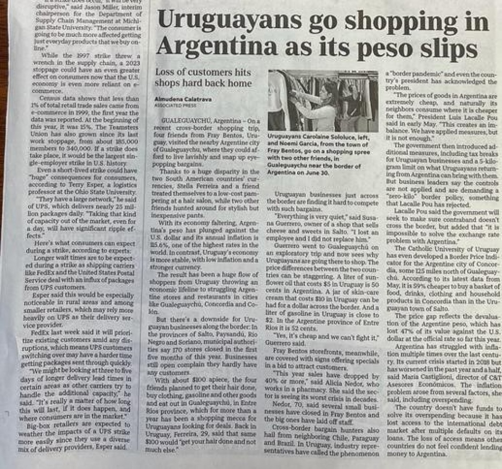 Los uruguayos son noticia ... por su poder de compra