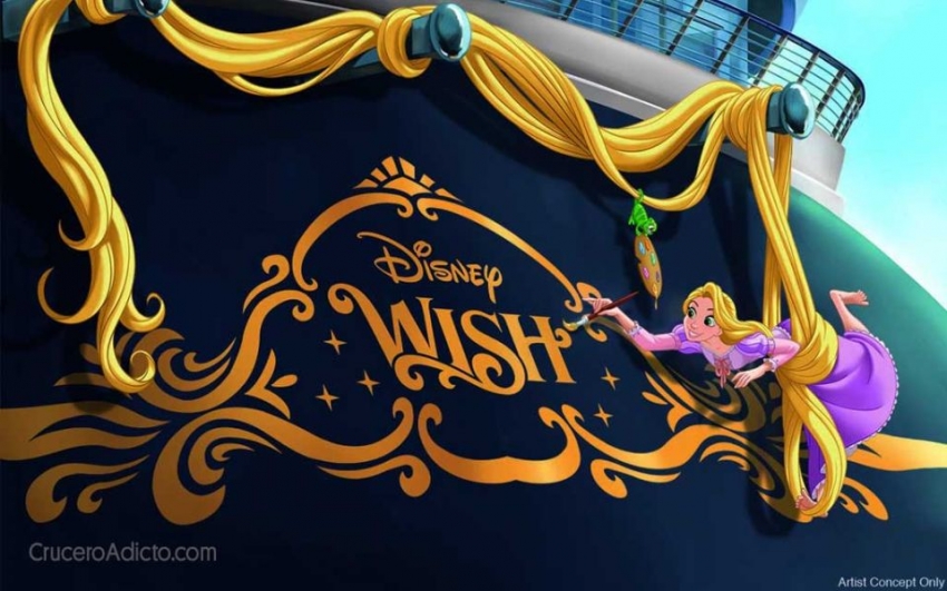 Rapunzel en el casco del Disney Wish.
