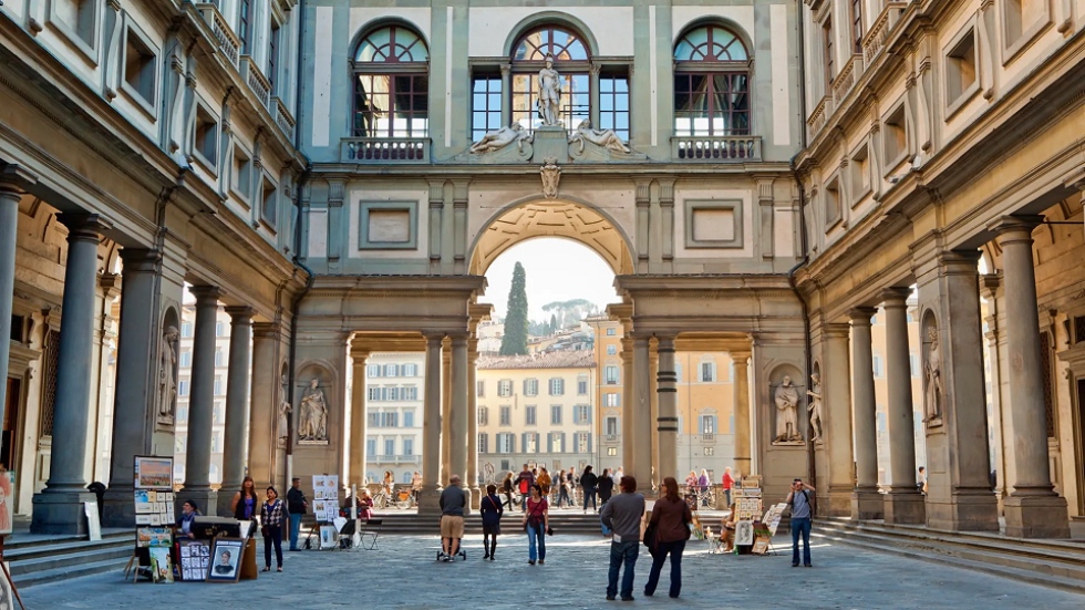 Exterior de la Galleria degli Uffizi en Florencia.