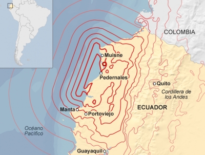 Ciudad tur&iacute;stica de Pedernales fue epicentro de sismo en Ecuador