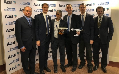 Antonio Camara Am&eacute;rico, Commercial director, Azul; Jason Ward, VP People and Customers, Azul; Abhi Shah, Vice President of Revenue, Azul; Dennis Cary, Senior VP of Commercial and Planning, Copa Airlines; Christophe Didier, VP Sales, Copa Airlines; Emerson Sanglard, Brazil Country Manager, Copa Airlines.