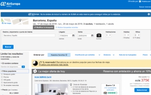 Air Europa lanza una web exclusiva de reservas hoteleras