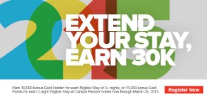 Promoci&oacute;n global Club Carlson: "Extiende tu estad&iacute;a, acumula 30K"