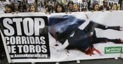 M&aacute;s de mil personas se manifiestan en Madrid contra la Fiesta Nacional