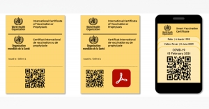 Certificado de vacunaci&oacute;n sugerido por la OMS, incluye polio, fiebre amarilla y covid-19.