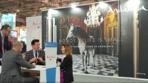 Pabell&oacute;n de Andaluc&iacute;a en la feria londinense WTM 2022.