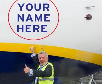Ryanair ofrece publicidad en el exterior de sus aviones