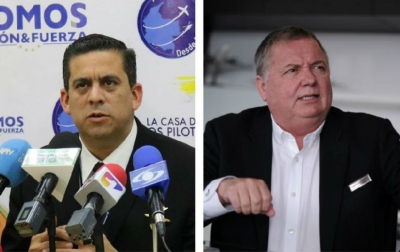 Jaime Hern&aacute;ndez, presidente de Acdac (izquierda) y Hern&aacute;n Rinc&oacute;n, presidente de la aerol&iacute;nea..