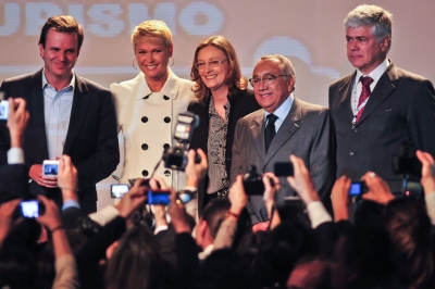 Eduardo Paes, alcalde de R&iacute;o de Janeiro, Xuxa Meneghel, Maria del Ros&aacute;rio Nune, Gast&atilde;o Vieira y Carlos Alberto Amorim Ferreira