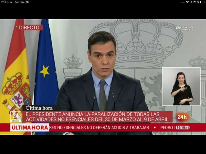 El Gobierno espa&ntilde;ol ampl&iacute;a el confinamiento: &ldquo;Todos los trabajadores de actividades no esenciales deber&aacute;n quedarse en casa&rdquo;