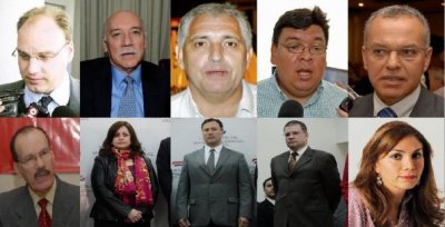 De izquierda a derecha: Spalding, Loizaga, Schmalko, De Vargas y Rojas. Abajo: Soto, Lafuente, Jim&eacute;nez, Barrios y Abed.