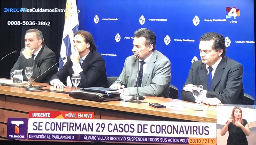 Uruguay cierra fronteras con Argentina y Brasil, y confirma 29 casos en total de coronavirus