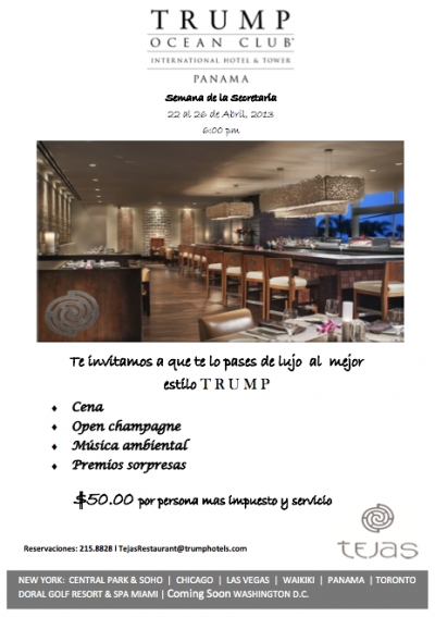 Trump Ocean Club Panama Celebra la "Semana de las Secretarias" con Ofertas Especiales en sus Restaurantes