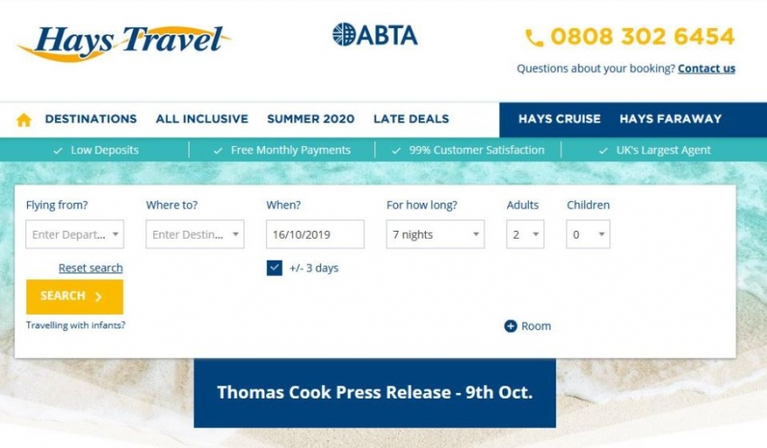 Hays Travel salva las 555 oficinas de Thomas Cook en el Reino Unido