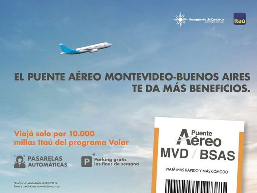 Aeropuerto de Carrasco e Ita&uacute; ofrecen m&uacute;ltiples beneficios en el puente a&eacute;reo Montevideo-Buenos Aires