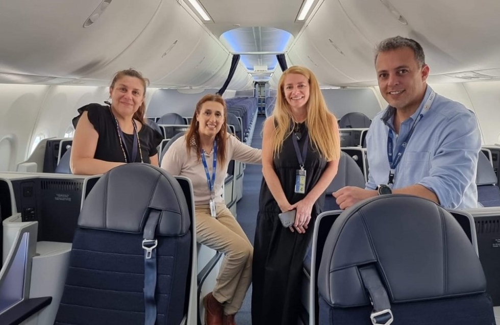 Andrea Ferreira (Coordinadora de Ventas); Virginia Delgado (Gerente Aeropuerto); Sandra Pietra (Ejecutiva de Ventas); Christian Rodríguez (Gerente Regional).