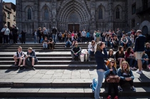 Turistas en Barcelona.