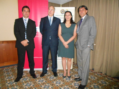 Federico Belora, TAM; Alfredo Andrade, UBRAFE; Raquel Pires, Embajada del Brasil; Fernando Cattivelli, CAMURBRA.