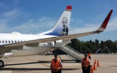 El B737-800 de Norwegian con la imagen de Piazzola se va a volar a Europa